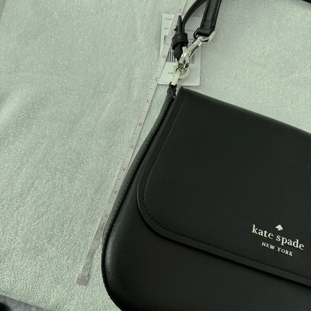 KATE SPADE Black Staci Saffiano Leather Flap Crossbody Bag - Picture 11 of 15